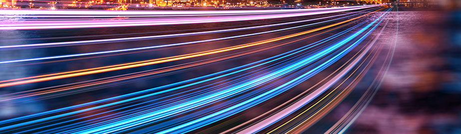 Long exposure photo of colorful lights passing quickly